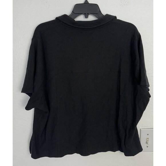 ASOS DESIGN Curve shrunken camp collar waffle knit shirt in black Size 2XL NWOT - Picture 12 of 12